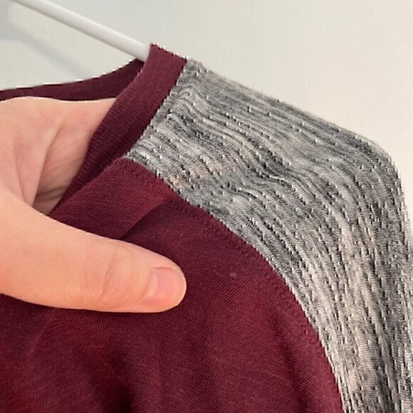 PINK VS VICTORIA'S SECRET Burgundy Maroon Gray Colorblock Varsity Long Sleeve XS - Picture 6 of 12